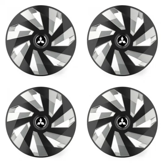 Puklice pre Mitsubishi (strieborné) 16 Vector RC black and silver