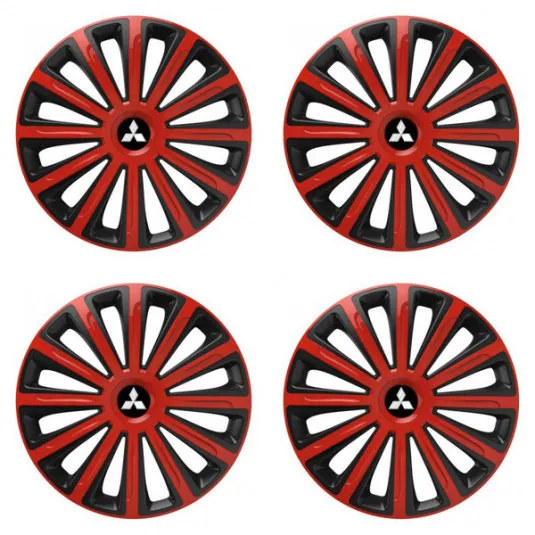 Puklice pre Mitsubishi (strieborné) 16 TREND red and black