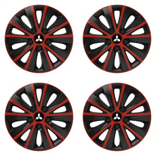 Puklice pre Mitsubishi (strieborné) 16 RAPIDE red and black