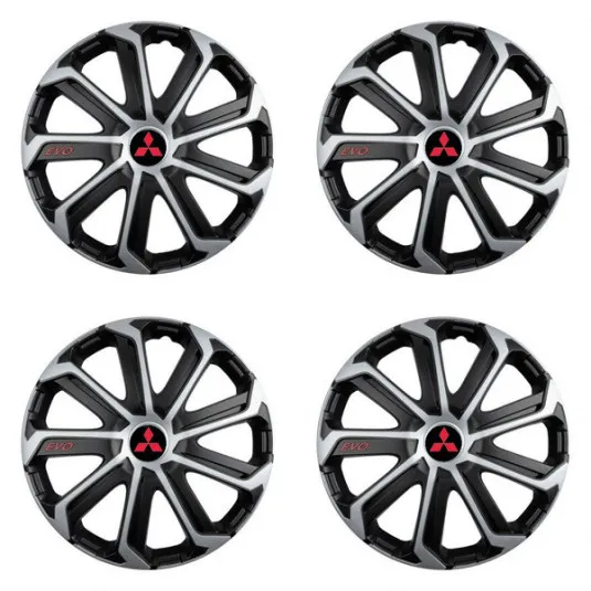 Puklice pre Mitsubishi (červené) 15 Evo black&silver