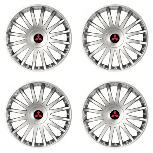 Puklice pre Mitsubishi (červené) 15 CRYSTAL silver