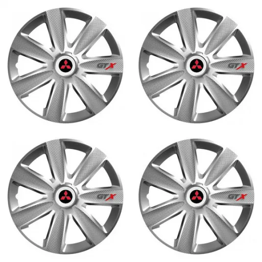 Puklice pre Mitsubishi (červené) 15 GTX CARBON silver