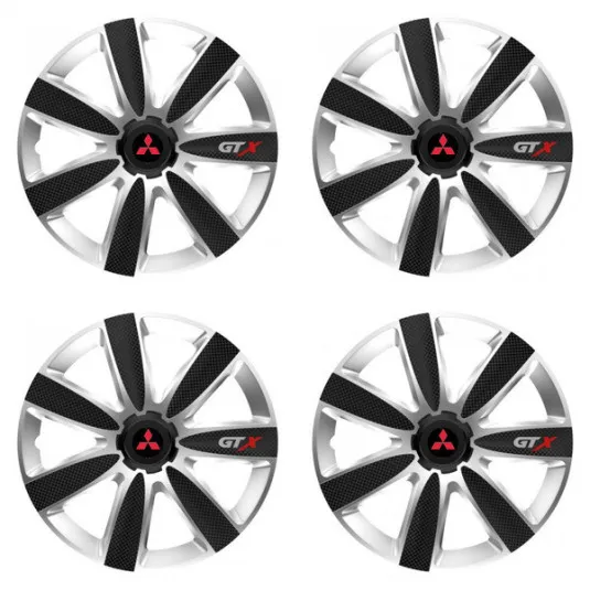 Puklice pre Mitsubishi (červené) 16 GTX CARBON silver/black