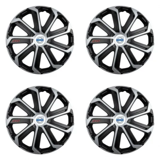 Puklice pre Volvo (biele) 14 Evo black&silver