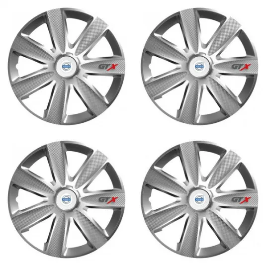 Puklice pre Volvo (biele) 14 GTX CARBON silver
