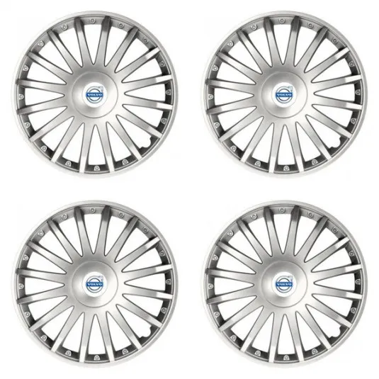 Puklice pre Volvo (biele) 16 CRYSTAL silver