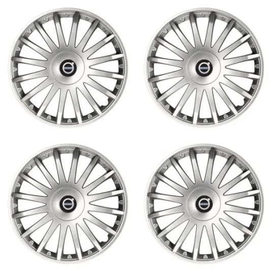 Puklice pre Volvo (čierne) 15 CRYSTAL silver