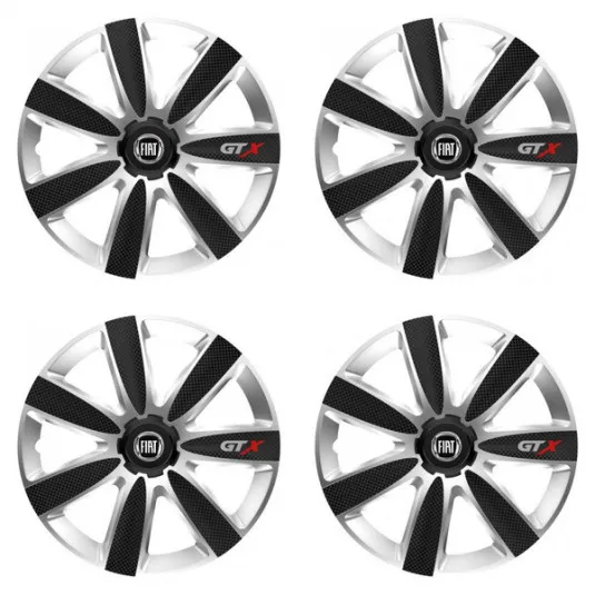 Puklice pre Fiat (čierny) 14 GTX CARBON silver/black