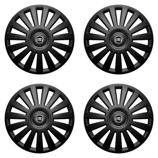 Puklice pre Fiat (čierny) 15 Luxury black