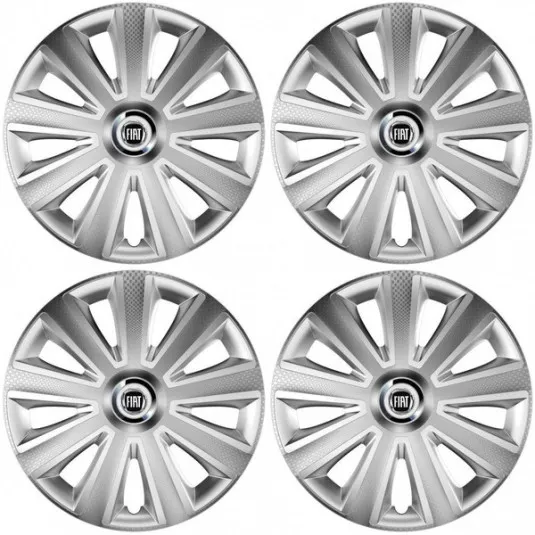 Puklice pre Fiat (čierny) 15 Aviator carbon silver
