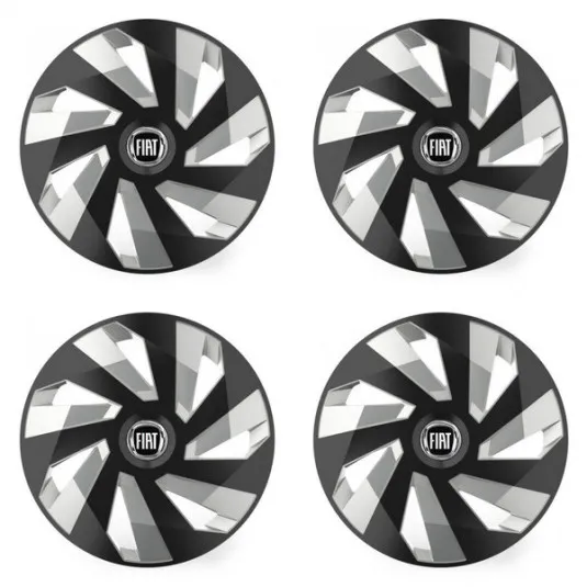 Puklice pre Fiat (čierny) 15 Vector RC black and silver