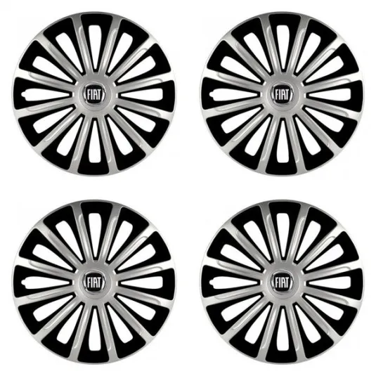 Puklice pre Fiat (čierny) 15 TREND silver and black