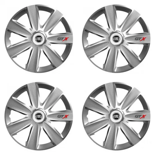 Puklice pre Fiat (čierny) 15 GTX CARBON silver
