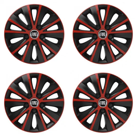 Puklice pre Fiat (čierny) 15 RAPIDE red and black