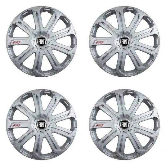 Puklice pre Fiat (čierny) 16 Evo silver