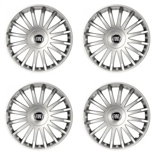 Puklice pre Fiat (čierny) 16 CRYSTAL silver