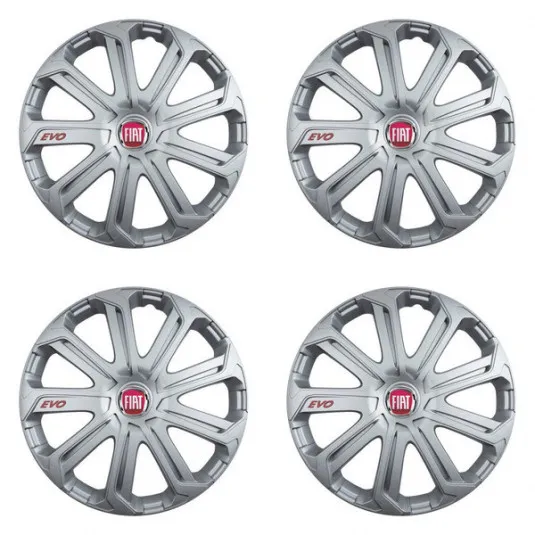 Puklice pre Fiat (červené) 14 Evo silver