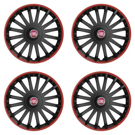 Puklice pre Fiat (červené) 15 CRYSTAL RO black