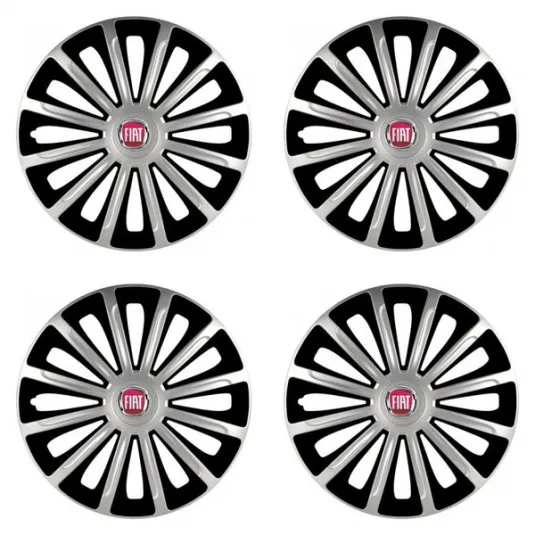 Puklice pre Fiat (červené) 16 TREND silver and black