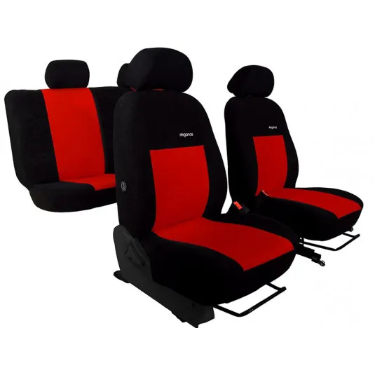 Autopoťahy Elegance červeno-čierne (velour-velour)
