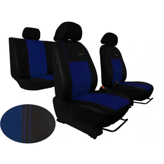 Autopoťahy Exclusive Leather modro-čierne (koža)