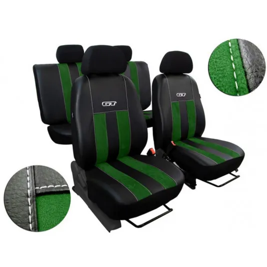 Autopoťahy GT zeleno-čierne (Alcantara-koža)