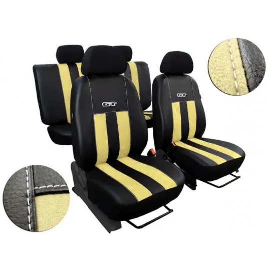 Autopoťahy GT béžovo-čierne (Alcantara-koža)