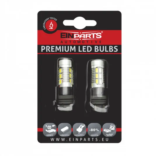 P27/7W LED žiarovka (22 x SMD 5730) 6000k/oranžová canbus drl+ blinkr