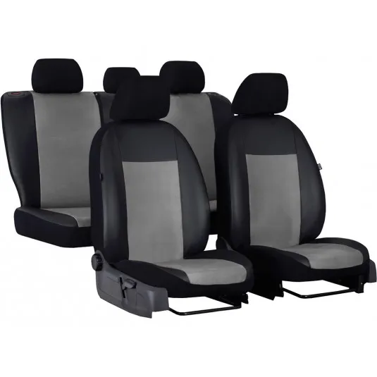 Autopoťahy UNICO premium (pre väčšie sedadlá) svetlo šedá-čierne (Alcantara-koža)