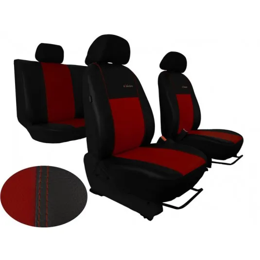 Poťahy pre FIAT 500L (2012-2022) Exclusive Leather (koža) bordová (vyp)