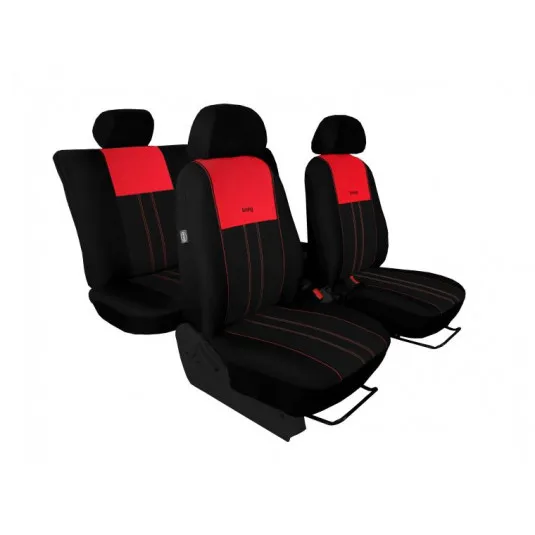 Autopoťahy Tuning Due červeno-čierne (velour-textil)