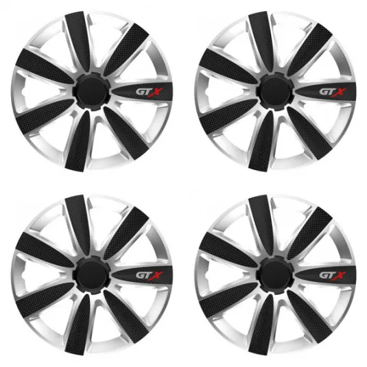 Puklice pre Škoda 16 GTX CARBON silver/black