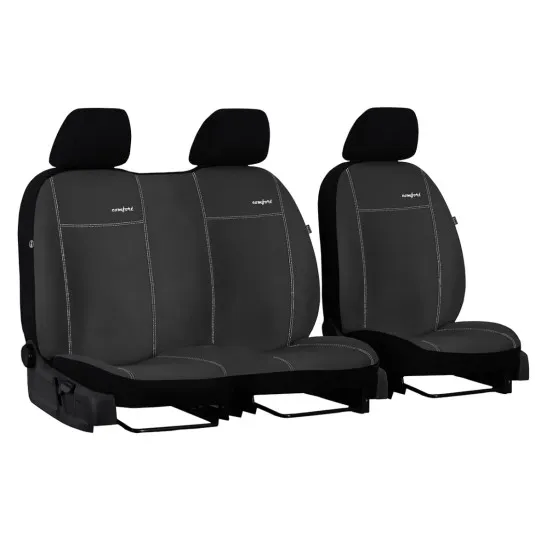 Poťahy pre VOLKSWAGEN VW T6 2+1 (od 2015) Comfort (Alcantara) tmavo šedá (vyp)