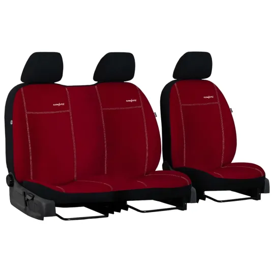 Poťahy pre VOLKSWAGEN CRAFTER 2+1 (od 2017) Comfort (Alcantara) červená (vyp)