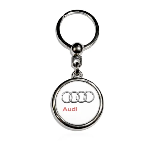 Kľúčenka živicová Audi okrúhla biela nápis na boku