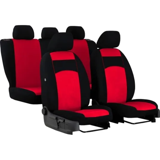 Autopoťahy Tuning 100% červeno-čierne (velour-textil)