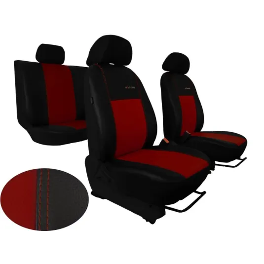 Poťahy pre FIAT 500 (2007-2022) Exclusive Leather (koža) bordová (vyp)