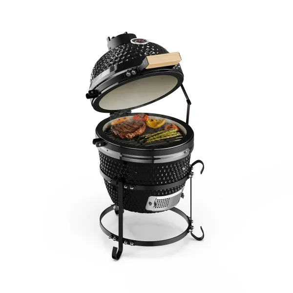 Klarstein Princesize, kamado gril, keramický, 11", údenie, BBQ, pomalé varenie, čierny