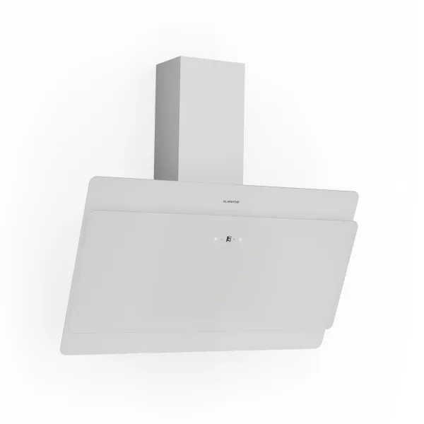 Klarstein Aurica 90, digestor, 90 cm, nástenný, 607 m³/h, LED, dotykové ovládanie, sklo, biely