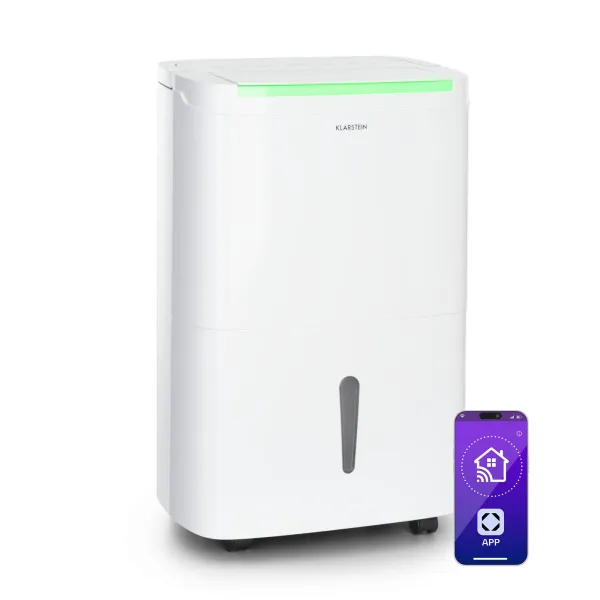 Klarstein DryFy Connect 50 Smart, Odvlhčovač vzduchu, WiFi, Kompresný, 50l / d, 45-55m², Biela