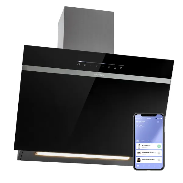 Klarstein Ava 60 Smart, digestor, 60cm, nástenný, WiFi, A++, 585 m³/h, dotykový displej