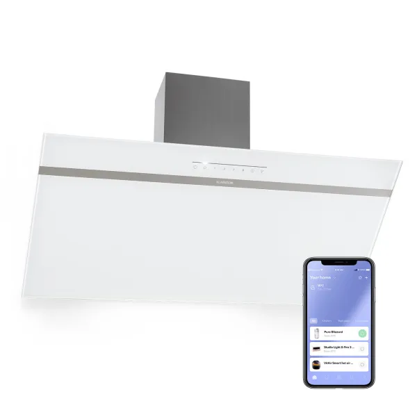 Klarstein Ava 90 Smart, digestor, 90 cm, nástenný, WiFi, A++, 585 m³/h, dotykový displej