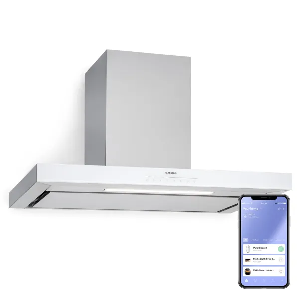 Klarstein Alinea 90 Smart, digestor, 90 cm, nástenný, WiFi, A++, 555 m³/h, dotykový displej