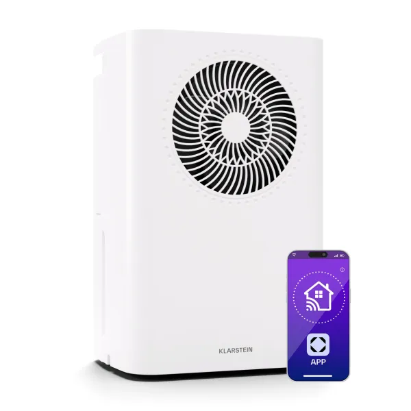 Klarstein CircleDry Smart 12 L odvlhčovač, 12 L/deň, 260 W, 25-30m², WiFi, časovač, filter