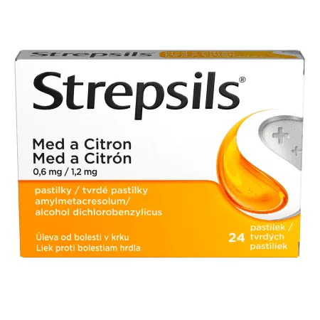 STREPSILS Med a citrón 24 tvrdých pastiliek