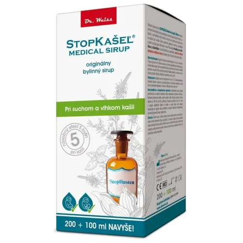 DR. WEISS Stopkašeľ medical sirup 200 ml + 100 ml ZADARMO
