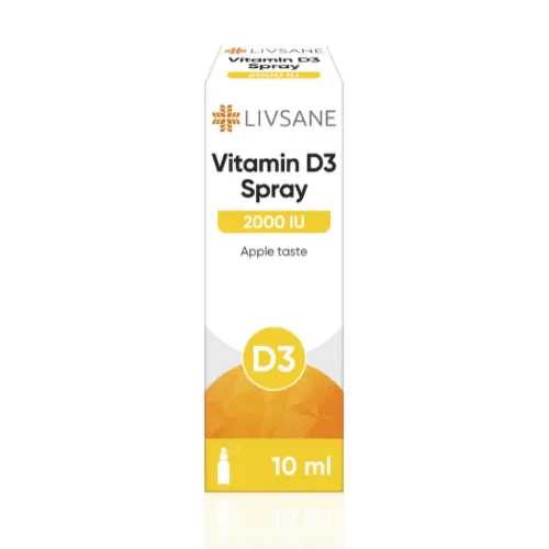 LIVSANE Vitamín D3 2000 IU sprej s príchuťou jablka 10 ml