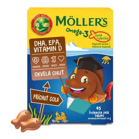 MOLLER´S Omega 3 želé rybičky príchuť cola 45 žuvacích tabliet