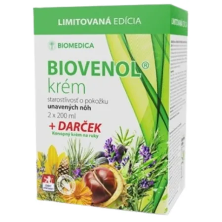 BIOMEDICA Biovenol krém na nohy + darček konopný krém na ruky 2 x 200ml + 100 ml 1 x 1 set