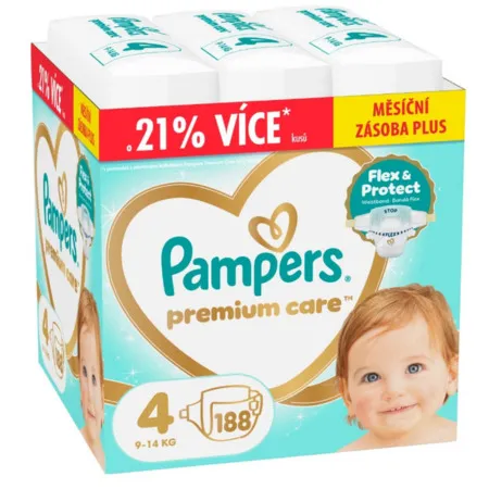 PAMPERS Premium care 4  9-14 kg 188 ks